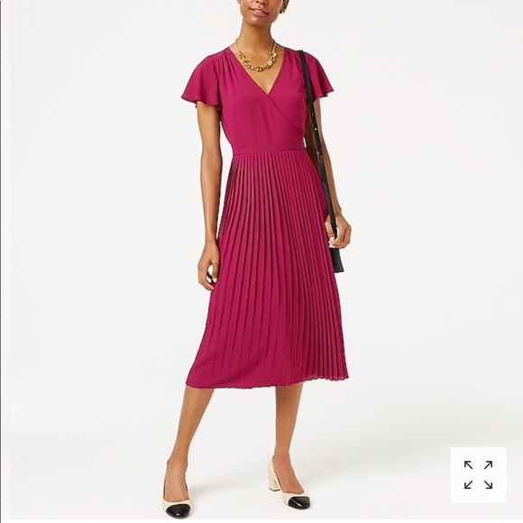 J. Crew Dresses & Skirts - J. Crew Pleated Midi Dress Raspberry